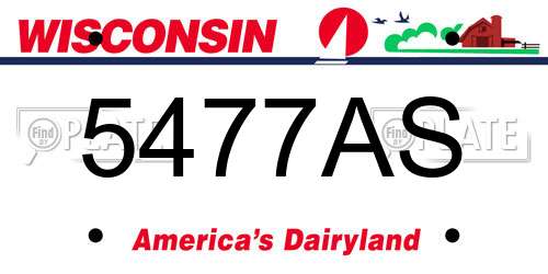 5477AS Wisconsin License Plate