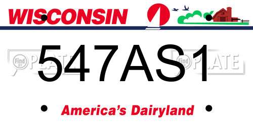 547AS1 Wisconsin License Plate