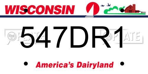 547DR1 Wisconsin License Plate