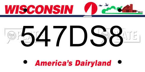 547DS8 Wisconsin License Plate