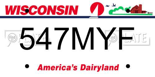 547MYF Wisconsin License Plate
