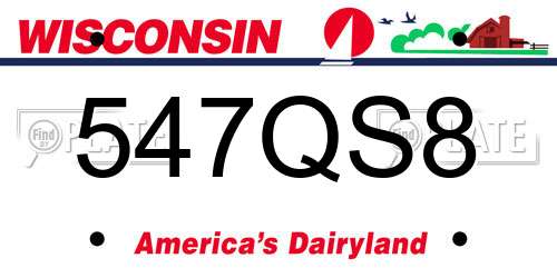 547QS8 Wisconsin License Plate