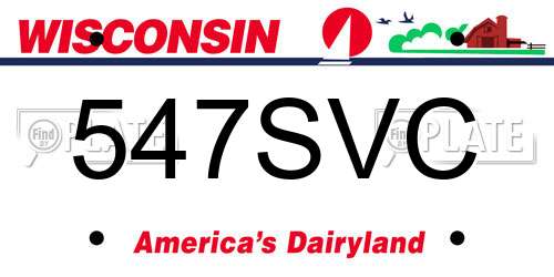 547SVC Wisconsin License Plate