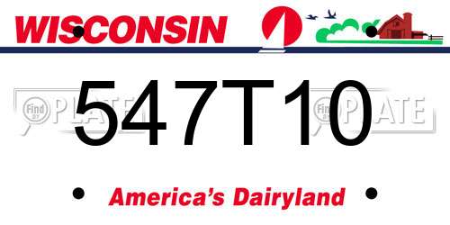 547T10 Wisconsin License Plate