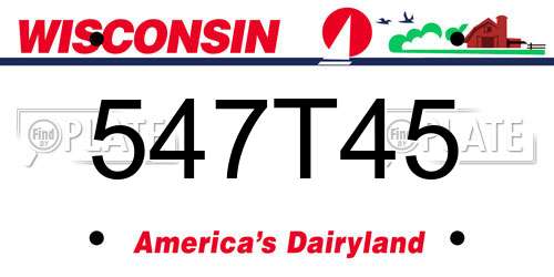 547T45 Wisconsin License Plate