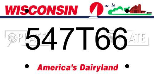 547T66 Wisconsin License Plate