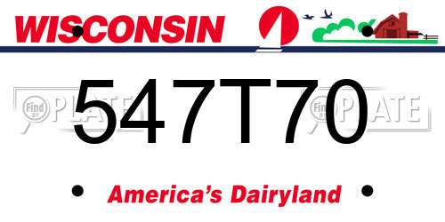 547T70 Wisconsin License Plate