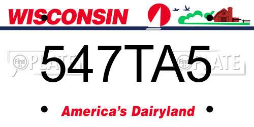 547TA5 Wisconsin License Plate