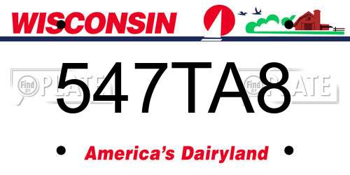 547TA8 Wisconsin License Plate