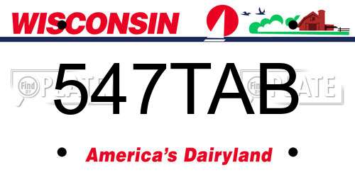547TAB Wisconsin License Plate
