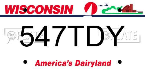 547TDY Wisconsin License Plate