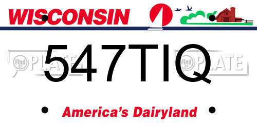 547TIQ Wisconsin License Plate