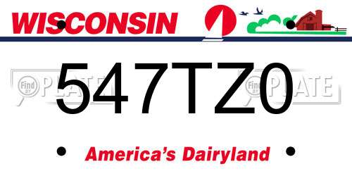 547TZ0 Wisconsin License Plate