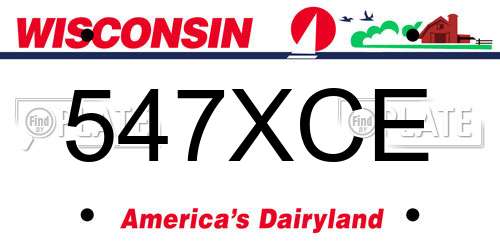 547XCE Wisconsin License Plate