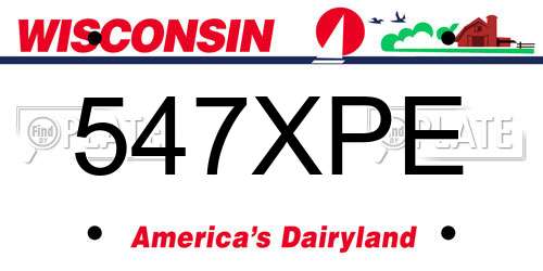547XPE Wisconsin License Plate