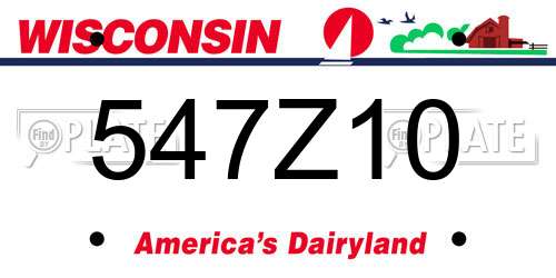 547Z10 Wisconsin License Plate