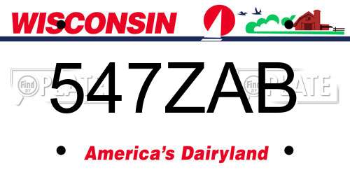 547ZAB Wisconsin License Plate