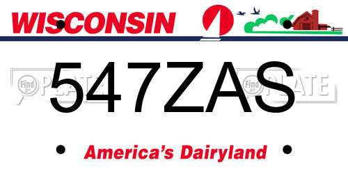547ZAS Wisconsin License Plate