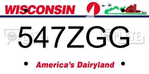 547ZGG Wisconsin License Plate