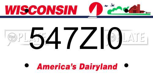 547ZI0 Wisconsin License Plate