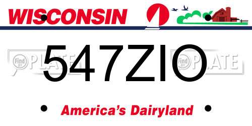 547ZIO Wisconsin License Plate