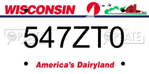 547ZT0 Wisconsin License Plate