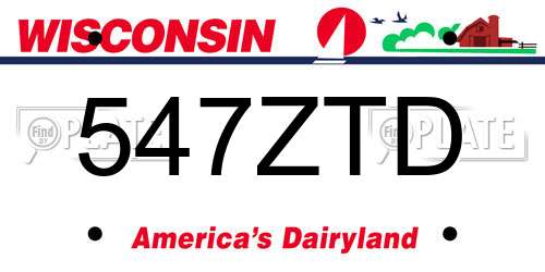 547ZTD Wisconsin License Plate