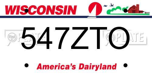 547ZTO Wisconsin License Plate