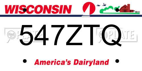547ZTQ Wisconsin License Plate