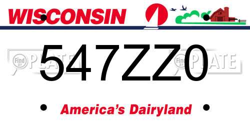 547ZZ0 Wisconsin License Plate