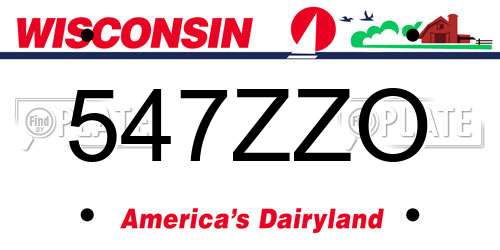 547ZZO Wisconsin License Plate