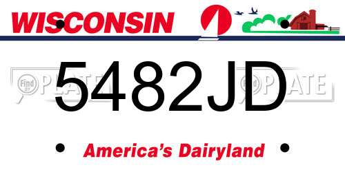 5482JD Wisconsin License Plate