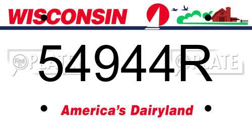54944R Wisconsin License Plate