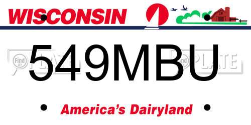 549MBU Wisconsin License Plate