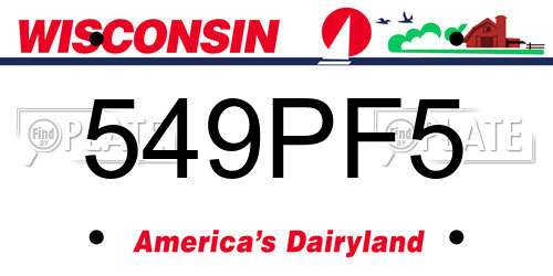 549PF5 Wisconsin License Plate