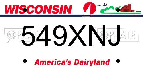 549XNJ Wisconsin License Plate