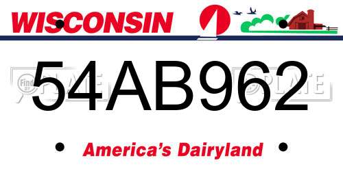 54AB962 Wisconsin License Plate