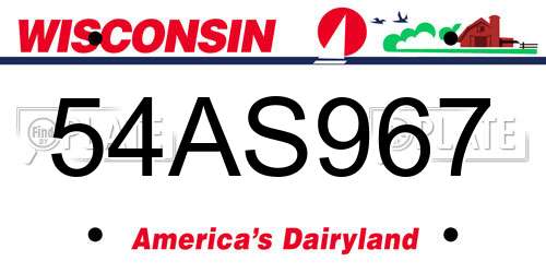 54AS967 Wisconsin License Plate