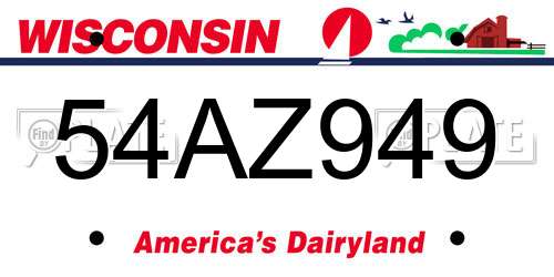 54AZ949 Wisconsin License Plate