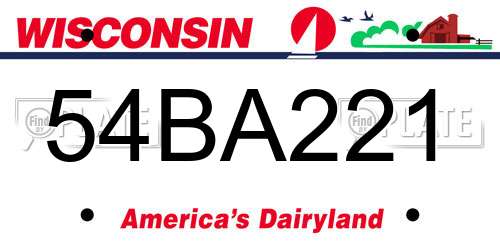 54BA221 Wisconsin License Plate