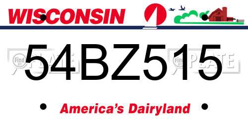 54BZ515 Wisconsin License Plate