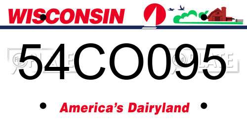 54CO095 Wisconsin License Plate
