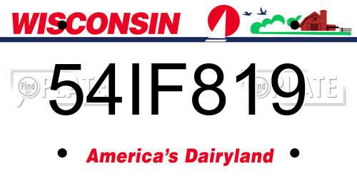54IF819 Wisconsin License Plate