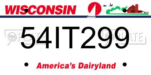 54IT299 Wisconsin License Plate