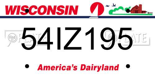 54IZ195 Wisconsin License Plate