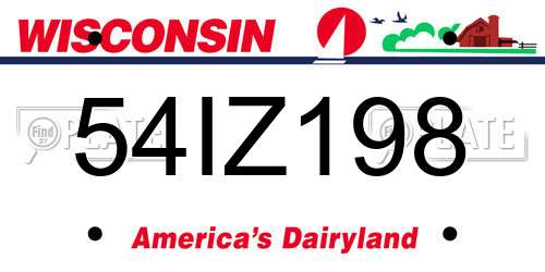 54IZ198 Wisconsin License Plate