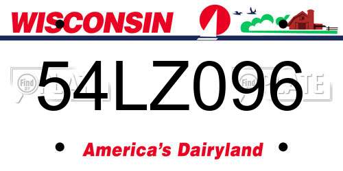 54LZ096 Wisconsin License Plate