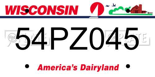 54PZ045 Wisconsin License Plate