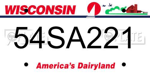 54SA221 Wisconsin License Plate