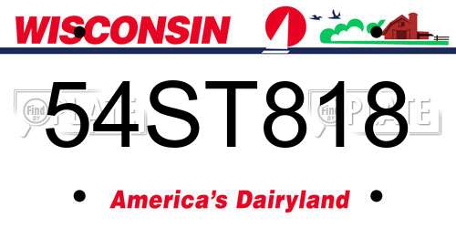 54ST818 Wisconsin License Plate